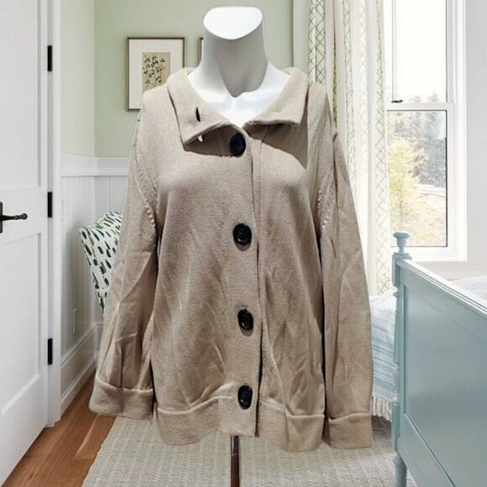 Banana Republic• Cotton Scoop Neck Button Down Cardigan- Beige- Size L​
